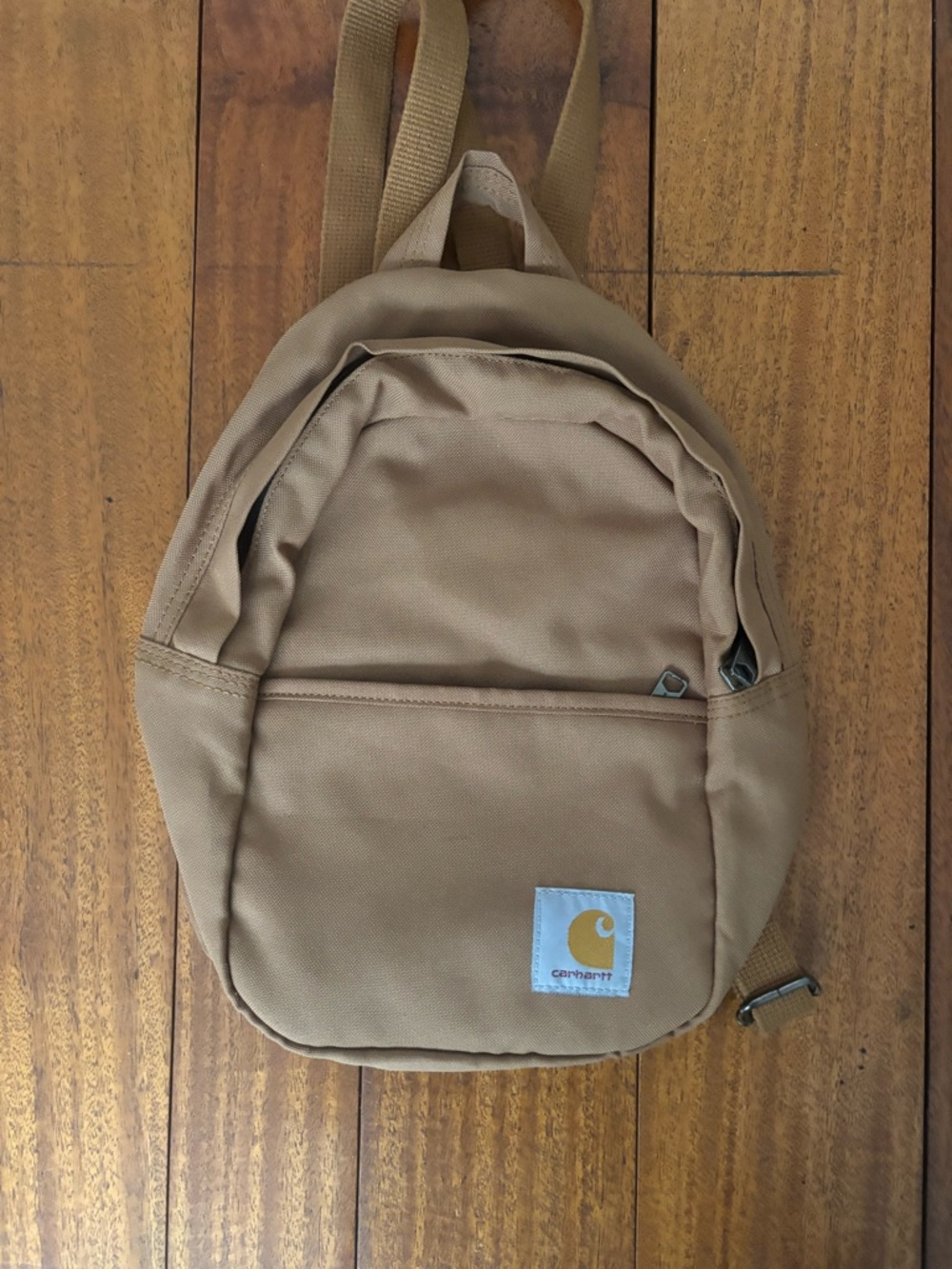 Carhartt Brown Mini Canvas Backpack with Front Pocket